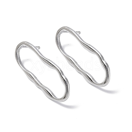 Non-Tarnish 304 Stainless Steel Twist Hollow Oval Stud Earrings for Women EJEW-F300-05P-1