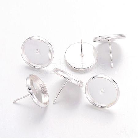 Silver Color Plated Brass Ear Studs Settings X-IFIN-Q005-S-1