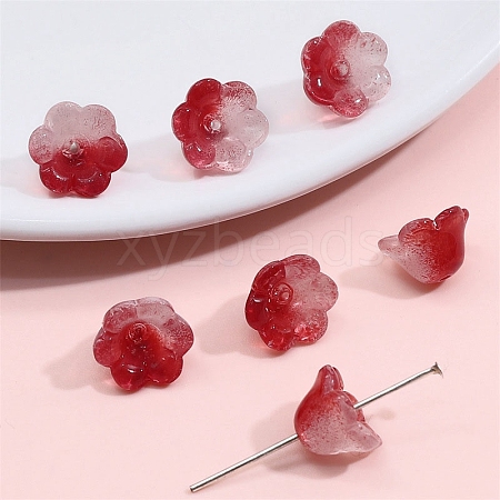 10Pcs Gradient Color Transparent Glass Bead Caps PW-WG464DA-26-1