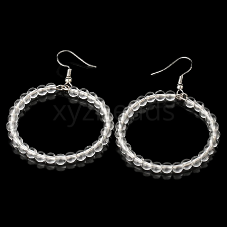 Fashionable Natural Clear Crystal Hoop Earrings for Women KJ9273-13-1