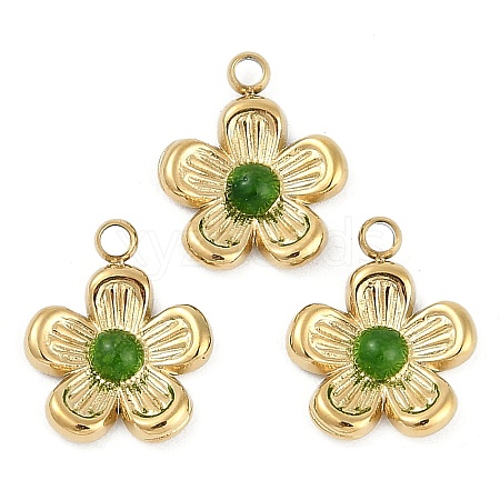 Natural Green Onyx Agate(Dyed & Heated) Flower Charms STAS-I325-143G-02-1