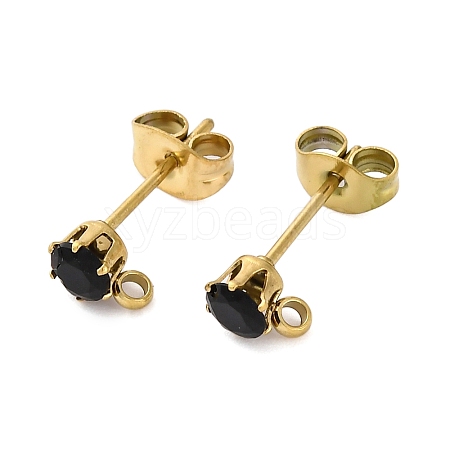 Ion Plating(IP) 304 Stainless Steel Cubic Zirconia Stud Earring Findings STAS-P373-04A-G02-1