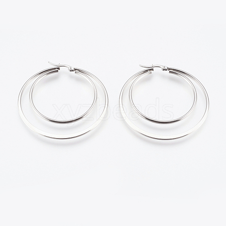 Tarnish Resistant 201 Stainless Steel Hoop Earrings EJEW-I213-B-01P-1