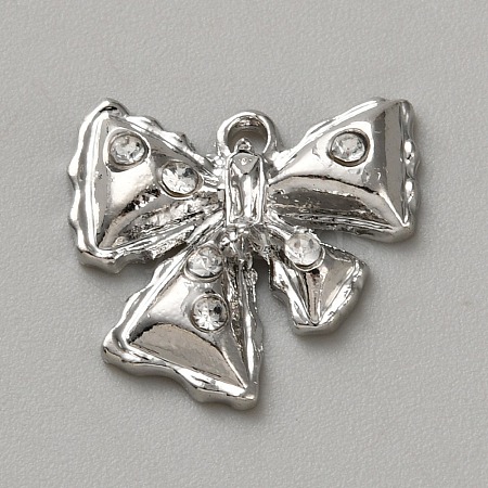 White Series Love Bow Alloy Acrylic Pendant PALLOY-WH0115-01P-10-1