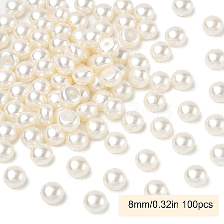100Pcs ABS Plastic Imitation Pearl Beads OACR-YW0002-46C-1