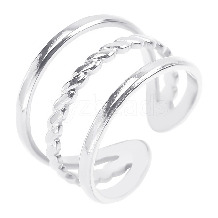 Fashionable Titanium Steel Three Layers Open Cuff Rings for Men and Women UO0676-1-1