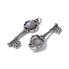 Key Brass Natural Grey Agate Big Pendants KK-D361-01AS-24-2
