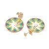 Glass Seed Bead Flat Round Dangle Stud Earrings for Women EJEW-MZ00267-4