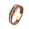 USA Flag Style Red Blue White Imitation Leather Cord Bracelets PW-WG3ADC7-01-5