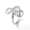 Natural Quartz Crystal Chips with Vortex Finger Ring RJEW-L082-02P-02-2