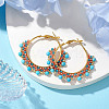 Boho Faceted Natural Magnesite(Dyed) & Glass Hoop Earrings for Women EJEW-MZ00156-2