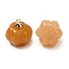 Natural Topaz Jade Pumpkin Charms with Golden Tone Brass Bails G-C158-06G-02-2