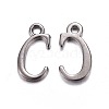 Gunmetal Plated Alloy Letter Pendants PALLOY-P097-03-C-1