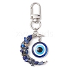 Alloy Moon & Natural Lapis Lazuli Chip Beads & Resin Evil Eye Pendant Decorations HJEW-JM02342-01-1