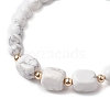 Natural Howlite Cube & Round Beaded Stretch Bracelets BJEW-JB10807-06-3