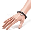 Natural Lava Rock Round Beaded Stretch Bracelet with Alloy Fairy Charm BJEW-JB08884-3