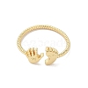 Footprint & Palm Brass Open Cuff Ring for Women RJEW-A040-03G-2