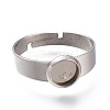 Tarnish Resistant Adjustable 304 Stainless Steel Finger Rings Components STAS-F149-18P-F-2