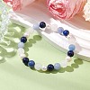 Natural White Jade & Lapis Lazuli & Pearl Round Beaded Stretch Bracelets for Women BJEW-JB11041-02-2
