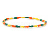 Summer Theme Glass Seed Bead & Brass Beads Stretch Bracelets MU3980-2-1