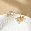 Brass Micro Pave Clear Cubic Zirconia Stud Earrings EJEW-R016-26G-16-3