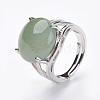 Adjustable Natural Green Aventurine Finger Rings X-RJEW-F075-01K-4