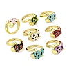 Brass Micro Pave Cubic Zirconia Enamel Cuff Rings  for Women RJEW-L113-041G-4