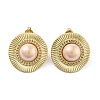 Flat Round Real 14K Gold Plated 304 Stainless Steel Stud Earrings EJEW-P258-32G-02-1