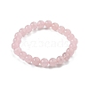 Natural Rose Quartz Bead Stretch Bracelets BJEW-K212-B-045-4