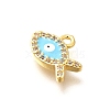 Brass Micro Pave Cubic Zirconia with Evil Eye Enamel Charms KK-G519-08G-02-2