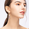 4 Pairs 4 Colors Glass Teardrop with Spiral Pattern Dangle Earring EJEW-FI0001-07-6