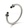 304 Stainless Steel Twist Rope Shape Open Cuff Bangle BJEW-D449-02P-03-3