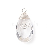 Wire Wrapped Transparent Glass Pendants PALLOY-JF01828-1