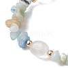 Natural Flower Amazonite Chip & Cuboid Beaded Stretch Bracelets for Women BJEW-JB10808-04-3