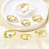 7Pcs 7 Styles Spring Day Theme Brass Micro Pave Clear Cubic Zirconia Cuff Rings for Women RJEW-S399-17G-2