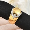 Brass Micro Pave Clear Cubic Zirconia Open Cuff Rings for Women RJEW-R011-03G-02-2