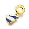 Rack Plating Brass White & Blue Enamel European Dangle Charms KK-M079-21C-G-2