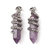 Natural Amethyst Double Terminal Pointed Pendants G-C051-02C-3