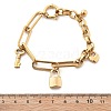 304 Stainless Steel Paperclip & Rolo Chains Charm Bracelets for Women BJEW-C089-03G-5