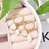 304 Stainless Steel & Natural Pearl & Natural Shell Hoop Earrings EJEW-M070-14G-5