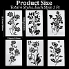 6Pcs 6 Styles Flower Theme PET Plastic Hollow Out Drawing Painting Stencils Templates DIY-WH20009-46-2