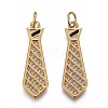 Brass Micro Pave Clear Cubic Zirconia Pendants KK-F821-31G-1