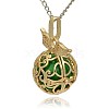 Golden Tone Brass Hollow Round Cage Pendants KK-J230-05G-2