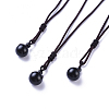 Natural Black Agate Pendant Necklaces NJEW-P241-A14-1