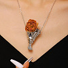 Alloy Bouquet Pendant Necklaces for Dried Flower WGF058D-01-2