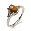 Oval Natural Tiger Eye Adjustable Rings RJEW-Q818-01P-10A-2