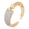 Chain Style Brass Micro Pave Clear Cubic Zirconia Open Cuff Ring for Women RJEW-Q819-06G-1