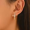 Brass Pave Cubic Zirconia Stud Earrings for Women HD7122-3
