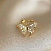 Butterfly Brass Micro Pave Clear Cubic Zirconia Cuff Earrings WGE0DF4-03-1