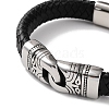 Men's Braided Black PU Leather Cord Bracelets BJEW-K243-13AS-2